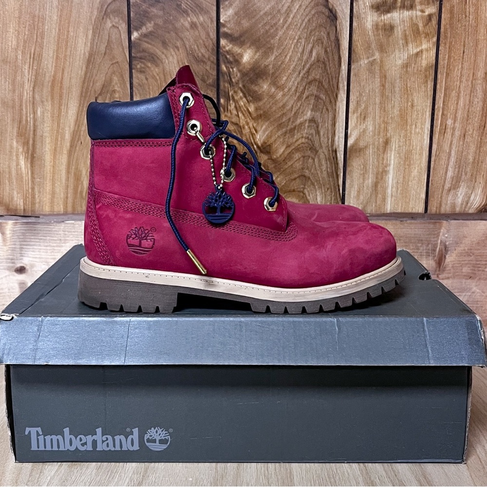 Timberland Red and Navy Boots